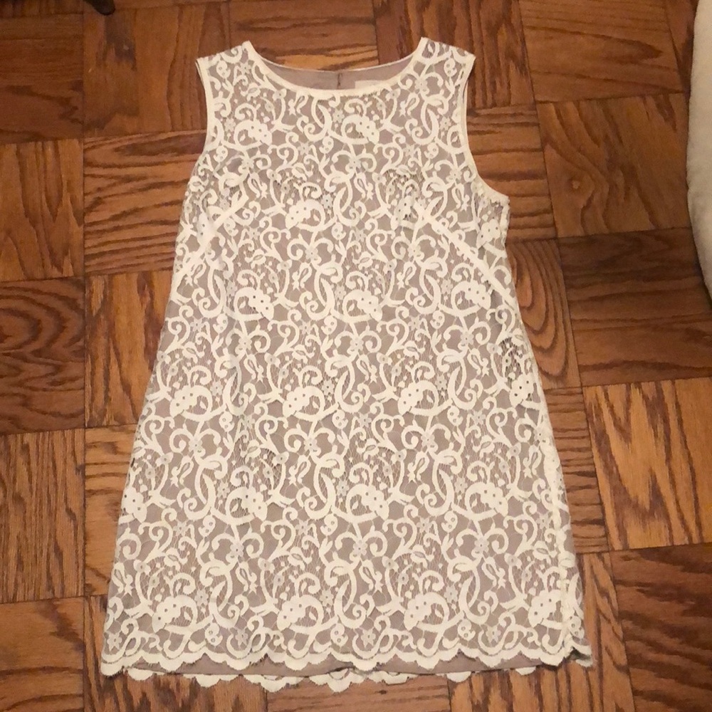 LOFT cream lined shift dress 18 EUC